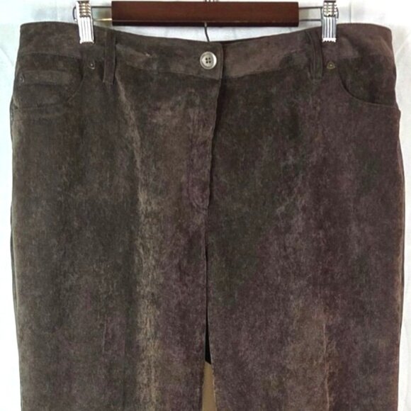 Larry Levine Woman Brown Corduroy Stretch Pants 18W Polyester Blend - Picture 2 of 5
